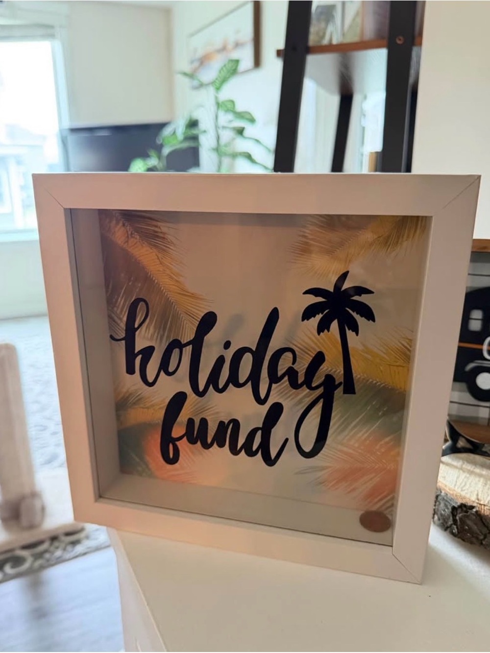 Holiday Fund Shadow Box Savings Frame - White
